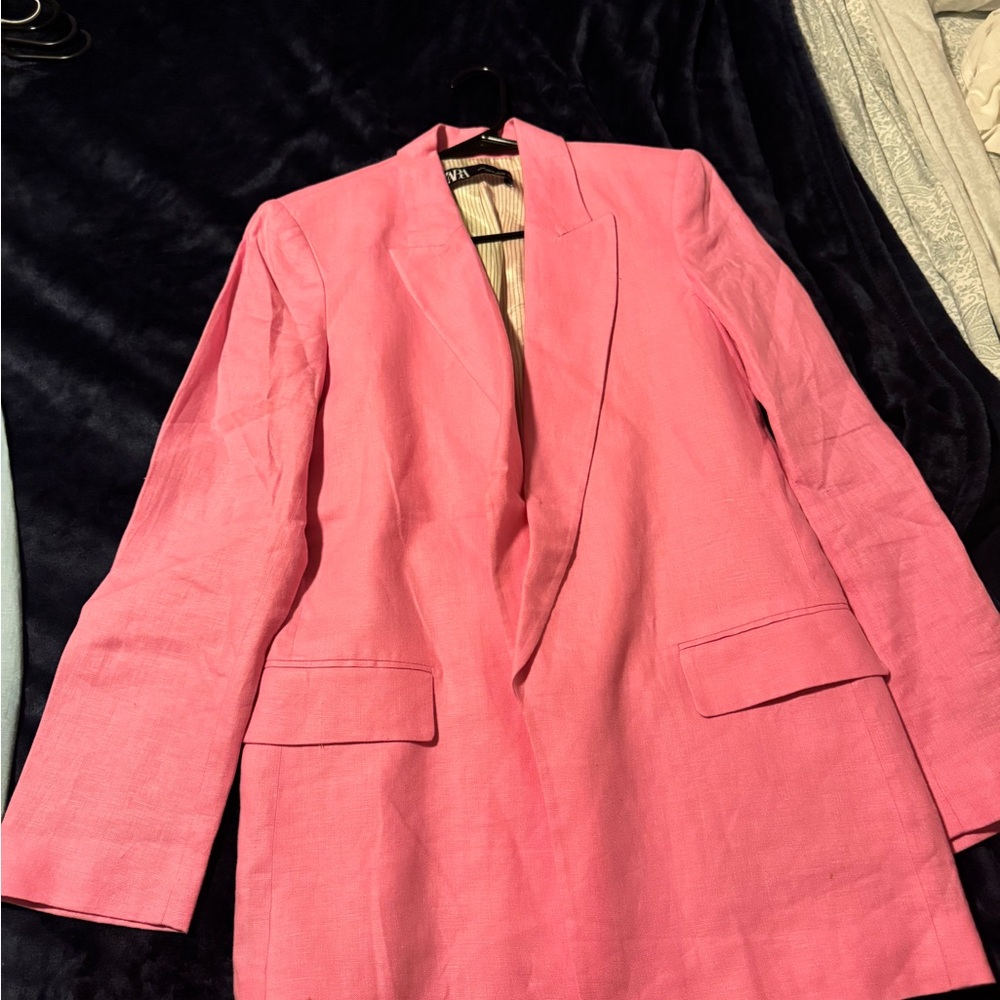 Zara Pink Blazer Structured Tailored Modern